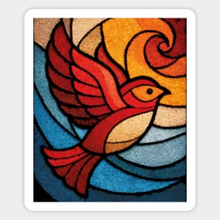 Whimsical Songbird | Modern Folk Art Stained Glass Magnet
